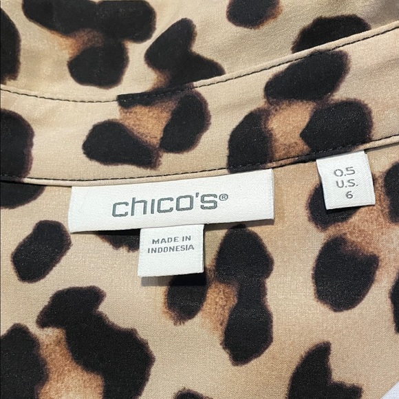 Chico's Black and Tan Leopard Print Blouse - Picture 2 of 3